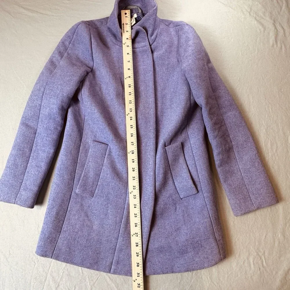 J.Crew Women's F5325 Lavender Wool Blend Stadium-Cloth Stand Collar Coat Size 0